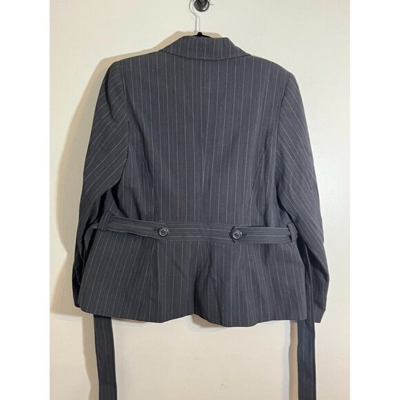 Lane Bryant Jacket Women 16 Blue Striped Office Retro Neutral Minimalist Career - Picture 9 of 12